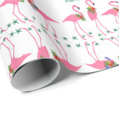 Roze flamingos Merry Kerstmis Pattern Cadeaupapier (Rol Hoek)