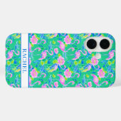 Roze Flamingo's met Monogram Case-Mate iPhone Case (Achterkant (horizontaal))