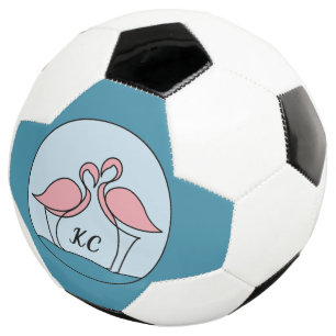 Roze Flamingo's Monogram Kunst, of Foto Voetbal