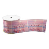 Roze flamingo's op een roze strand lint (Spoel)