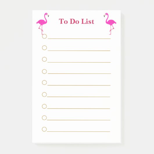 Roze flamingo's op wit gelinieerde To Do-lijst Post-it® Notes (Voorkant)