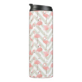 Roze flamingos Patroon met Uw Monogram Thermosbeker (Geroteerd rechts)