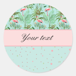Roze Flamingos Polka stippen Ronde Sticker