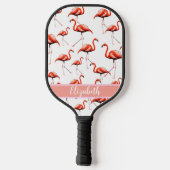 Roze flamingo's preppy aangepaste naam modern pickleball paddle (Achterkant)