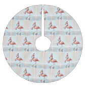 Roze Flamingo's schaatsen Kerstboom Rok (Voorkant)
