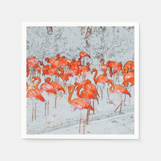 Roze flamingo's servetten (Voorkant)