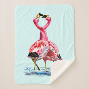 Roze flamingos Tango Sherpa Blanket - Schilderen Sherpa Deken