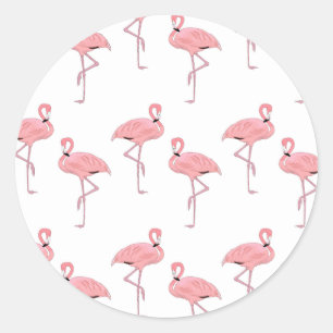 Roze Flamingo's Tropisch Kust Strand Thema Ronde Sticker