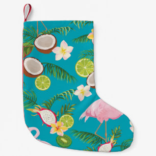 Roze Flamingo's: Tropisch naadloos patroon Kleine Kerstsok