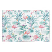 Roze flamingo's tropische bladeren patroon kussensloop (Voorkant-Rechts)
