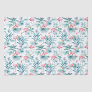 Roze flamingo's tropische bladeren patroon tissuepapier