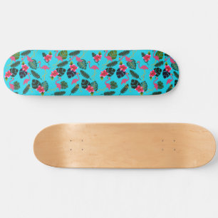 Roze Flamingo's Tropische Bloemen Mooi Skateboard