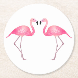 Roze Flamingo's Tropische Bruiloft, Feest, Luau Be Ronde Kartonnen Onderzetter