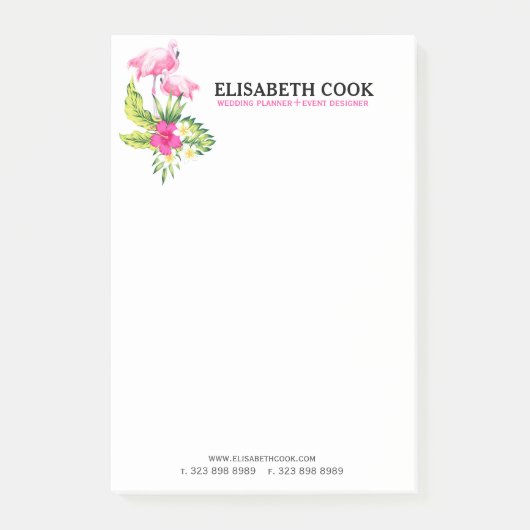 Roze flamingos & Tropische Flowers Bouquet Post-it® Notes (Voorkant)