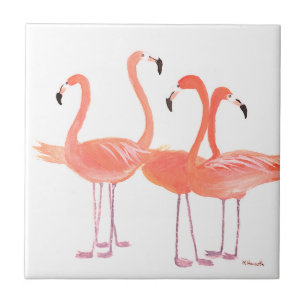 Roze flamingos Tropische vogels waterverf Tegeltje