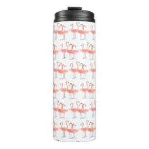 Roze flamingos Tropische vogelsoorten waterverf Thermosbeker