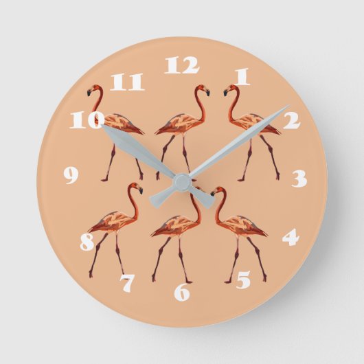 Roze Flamingo's wandklok Ronde Klok (Voorkant)