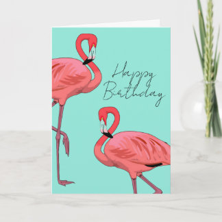 Roze Flamingo's Warme Verjaardagswensen Feestdagen Kaart