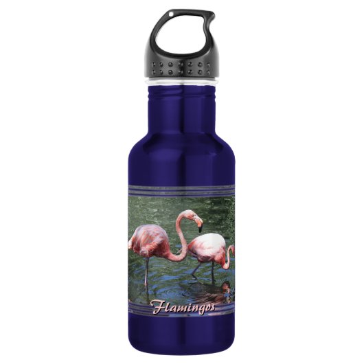 Roze Flamingo's Waterfles (Voorkant)