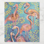 Roze flamingos wijn etiket (Enkel label)
