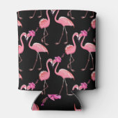 Roze Flamingo's: zwarte achtergrond Blikjeskoeler (Achterkant)