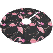 Roze Flamingo's: zwarte achtergrond  Kerstboom Rok (Gekanteld)
