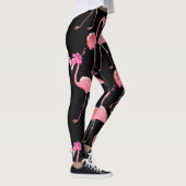 Roze Flamingo's: zwarte achtergrond Leggings (Rechts)