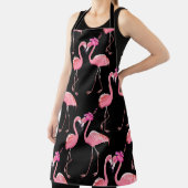 Roze Flamingo's: zwarte achtergrond  Schort (Insitu)