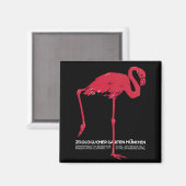 Roze flamingovogel in de dierentuin van München, D Magneet (Voorkant / Achterkant)