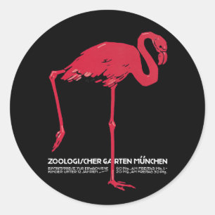 Roze flamingovogel uit de dierentuin van München i Ronde Sticker
