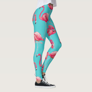 Roze flamingvogels op de achtergrond van turkooize leggings