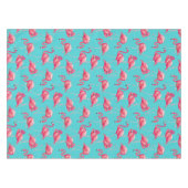 Roze flamingvogels op de achtergrond van turkooize tafelkleed (Voorkant (Horizontaal))