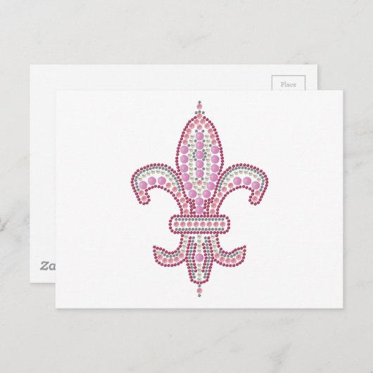 Roze Fleur de Lis Briefkaart (Voorkant / Achterkant)