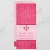 Roze Fleur De Lis bruiloft receptie diner menu Kaart (Voorkant / Achterkant)