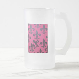Roze Fleur De Lis Matglas Bierpul