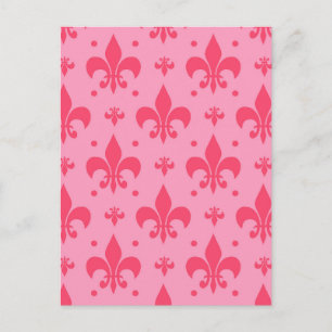 Roze Fleur-de-lis-patroonontwerp Briefkaart