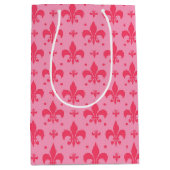 Roze Fleur-de-lis Patroonontwerp Medium Cadeauzakje (Voorkant)