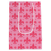Roze Fleur-de-lis Patroonontwerp Medium Cadeauzakje (Achterkant)