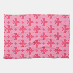 Roze Fleur-de-lis Patroonontwerp Theedoek