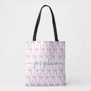 Roze flirterig cute strik linten gepersonaliseerd draagtas