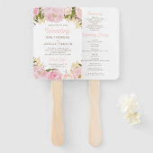 Roze Flora Trouwprogramma Fan Handwaaier (Voorkant en achterkant)