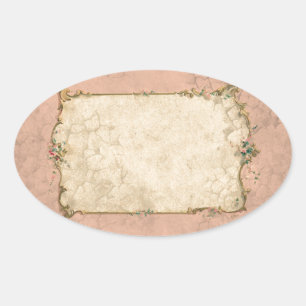 Roze floraal lijst ovale sticker