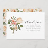 Roze Floral 100e verjaardag Dank u (Voorkant / Achterkant)