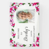 Roze Floral 100th Birthday Welkom Spandoek (Verticaal)