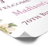 Roze Floral 70th Birthday Welcome Sign Poster (Hoek)