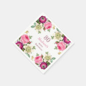 Roze Floral 80th Birthday Servet (Hoek)