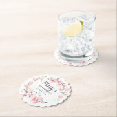 Roze Floral 90th Birthday Hartelijk dank Kartonnen Onderzetters (Insitu)