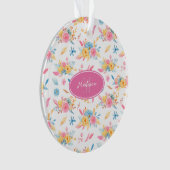  roze Floral - Aangepaste kerstboom Ornament (voorkant)