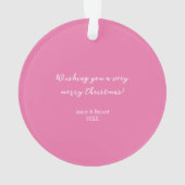  roze Floral - Aangepaste kerstboom Ornament (achterkant)
