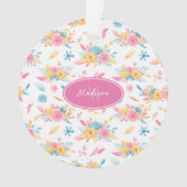  roze Floral - Aangepaste kerstboom Ornament (voorkant)